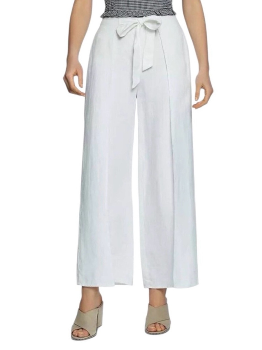 1. State White Wide-Leg Tie Waist Pants